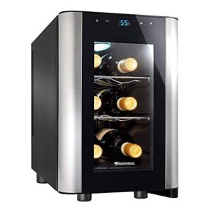 wine enthusiast 6 bottle countertop wine cooler - mini fridge for kitchen - beverage refrigerator