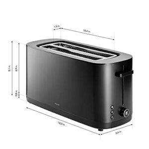 ZWILLING Enfinigy Cool Touch 2 Long Slot Toaster, 4 Slices with Extra Wide 1.5" Slots for Bagels, 7 Toast Settings, Even Toasting, Reheat, Cancel, Defrost, Black