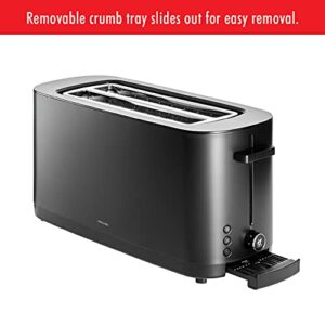 ZWILLING Enfinigy Cool Touch 2 Long Slot Toaster, 4 Slices with Extra Wide 1.5" Slots for Bagels, 7 Toast Settings, Even Toasting, Reheat, Cancel, Defrost, Black