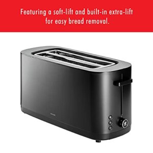 ZWILLING Enfinigy Cool Touch 2 Long Slot Toaster, 4 Slices with Extra Wide 1.5" Slots for Bagels, 7 Toast Settings, Even Toasting, Reheat, Cancel, Defrost, Black