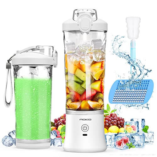 ＭoKo Portable Blender, 270 Watt Personal Blender for Shakes and Smoothies,21OZ Personal Blender USB Rechargeable with 6 Blades, BRA Free, Smoothie Blender for Kitchen Sports Travel and Outdoors,White