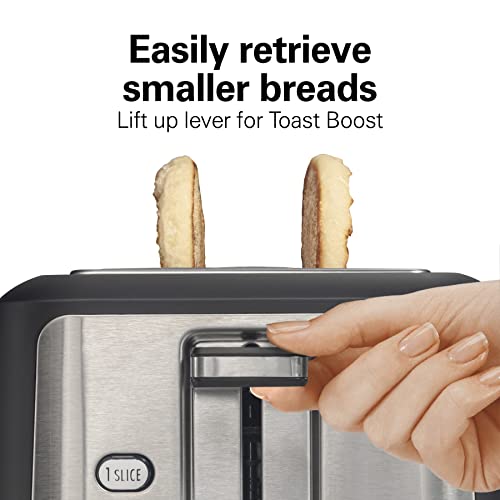 Hamilton Beach Gourmet 2 Slice Extra-Wide Slot Toaster with Sure-Toast Technology, Shade Selector, Bagel Setting, Black and Stainless Steel (22996)