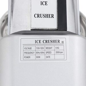 F2C Electric Ice Crusher Shaver Snow Cone Maker with Dual Stainless Steel Blades 300W 145 lbs/hr for Home and Commercial Use (Silver)