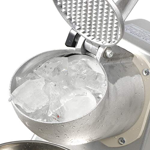 F2C Electric Ice Crusher Shaver Snow Cone Maker with Dual Stainless Steel Blades 300W 145 lbs/hr for Home and Commercial Use (Silver)