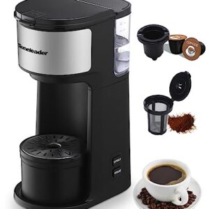 Homeleader Single Serve Coffer Maker for K-Cup and Ground Coffee, Coffee Machine with Self-Cleaning Function,6 to14oz Brew Sizes,Black