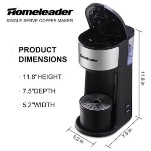 Homeleader Single Serve Coffer Maker for K-Cup and Ground Coffee, Coffee Machine with Self-Cleaning Function,6 to14oz Brew Sizes,Black