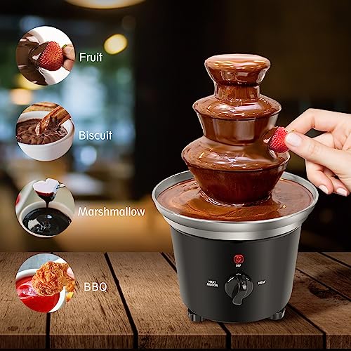 Electric Chocolate Fondue Fountain,Chocolate Warm Dipping Machine Warmer.1.2 Pound,BPA Free 3 Tier Mini Melting Chocolate Fountain Tower for Easter Children's Party,Christmas Party, Family Gathering,Wedding.