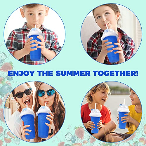 Slushy Maker Cup, 12 Oz -DIY Instant Icy Frozen Drinks in Moments - Magic Ice Slushie Squeeze Cooling Cuppie with Lid - Tik Tok Easy Freeze Design with Straw and Cleaner Tool