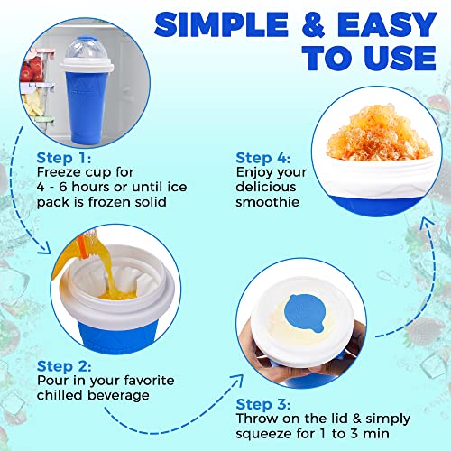 Slushy Maker Cup, 12 Oz -DIY Instant Icy Frozen Drinks in Moments - Magic Ice Slushie Squeeze Cooling Cuppie with Lid - Tik Tok Easy Freeze Design with Straw and Cleaner Tool