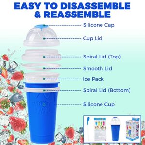 Slushy Maker Cup, 12 Oz -DIY Instant Icy Frozen Drinks in Moments - Magic Ice Slushie Squeeze Cooling Cuppie with Lid - Tik Tok Easy Freeze Design with Straw and Cleaner Tool