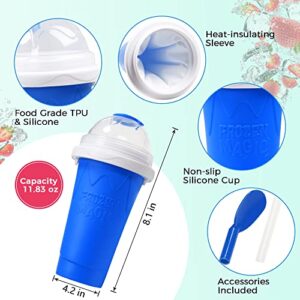 Slushy Maker Cup, 12 Oz -DIY Instant Icy Frozen Drinks in Moments - Magic Ice Slushie Squeeze Cooling Cuppie with Lid - Tik Tok Easy Freeze Design with Straw and Cleaner Tool