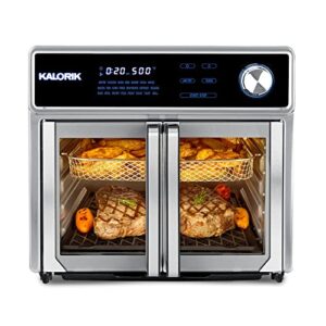 kalorik maxx® afo 47631 ss as seen on tv air fryer oven grill (26 qt) digital smokeless indoor grill and air fryer oven combo with 11 accessories, authentic bbq, rotisserie, and more | 1700w | black & stainless steel (renewed)
