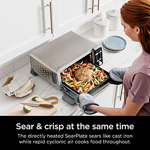 Ninja SP301 Dual Heat Air Fry Countertop 13-in-1 Oven with Extended Height, XL Capacity, Flip Up & Away Capability for Storage Space, Silver (RENEWED)