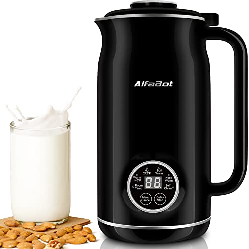 Nut Milk Maker, Automatic Almond Milk Machine for Homemade Plant-Based Milk, Oat, Soy, Almond Cow and Dairy Free Beverages, 20 oz Soy Milk Maker with Delay Start/Keep Warm/Self-Cleaning/Boiling, Black