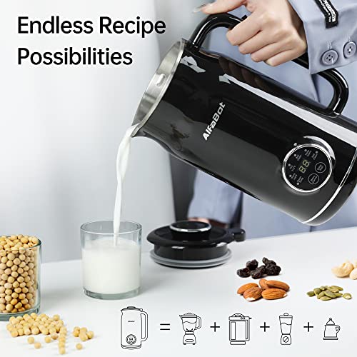 Nut Milk Maker, Automatic Almond Milk Machine for Homemade Plant-Based Milk, Oat, Soy, Almond Cow and Dairy Free Beverages, 20 oz Soy Milk Maker with Delay Start/Keep Warm/Self-Cleaning/Boiling, Black