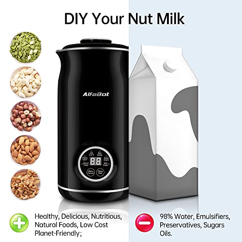 Nut Milk Maker, Automatic Almond Milk Machine for Homemade Plant-Based Milk, Oat, Soy, Almond Cow and Dairy Free Beverages, 20 oz Soy Milk Maker with Delay Start/Keep Warm/Self-Cleaning/Boiling, Black