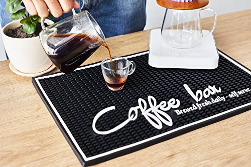 Elevate Your Coffee Game with the Ultimate Coffee Bar Mat for Countertop - Spill-Proof, Large 18 x 12" - Protect Your Countertop with our Durable Rubber Coffee Mat  - Perfect Coffee Station Accessory