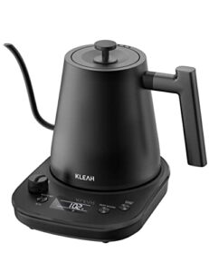 kleah gooseneck electric kettle for coffee tea brewing, 0.8l pour over kettle, keep warm for 2h stainless steel kettle auto shutoff boil-dry protection digital display black for gift