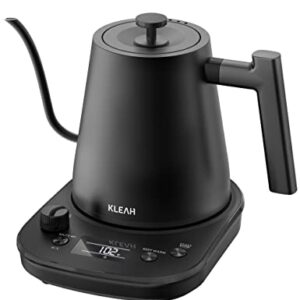 KLEAH Gooseneck Electric Kettle for Coffee Tea Brewing, 0.8L Pour Over Kettle, Keep Warm for 2H Stainless Steel Kettle Auto Shutoff Boil-Dry Protection Digital Display Black for Gift