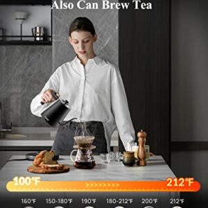 KLEAH Gooseneck Electric Kettle for Coffee Tea Brewing, 0.8L Pour Over Kettle, Keep Warm for 2H Stainless Steel Kettle Auto Shutoff Boil-Dry Protection Digital Display Black for Gift