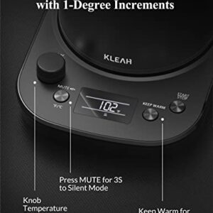 KLEAH Gooseneck Electric Kettle for Coffee Tea Brewing, 0.8L Pour Over Kettle, Keep Warm for 2H Stainless Steel Kettle Auto Shutoff Boil-Dry Protection Digital Display Black for Gift