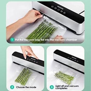 Vacuum Sealer Machine, Full Automatic Sealer Machine 8 in 1 LED Touch Screen Dual-Pump Motor, 6 Food Modes with Cutter and 15 Sealer Bags Detachable,Lad Tested