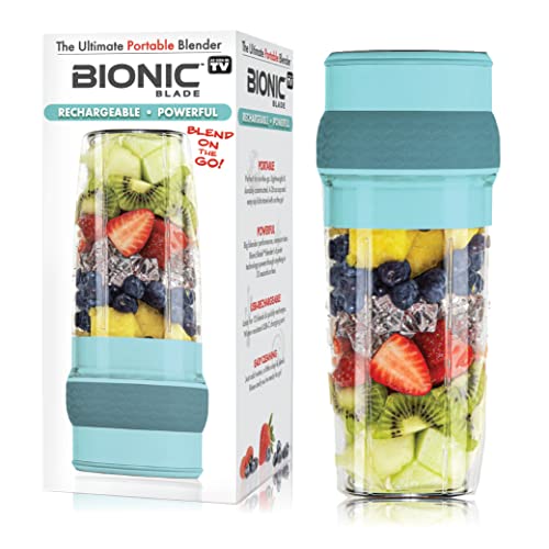 Bionic Blade Personal Blender 490mL, Cordless, Rechargeable 18,000 RPM Portable Blender for Shakes and Smoothies Mini Blender Portable 8.6" Tall, Seen On TV (Mint)