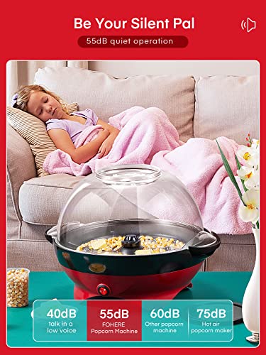 Popcorn Machine, 6 QT Automatic Stirring Popcorn Maker, Electric Hot Oil Popcorn Popper, DIY Flavor，Detachable & Nonstick Plate, Large Lid For Serving Bowl, Free Measuring Cups，Safety ETL Approved (6 QTS)