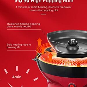 Popcorn Machine, 6 QT Automatic Stirring Popcorn Maker, Electric Hot Oil Popcorn Popper, DIY Flavor，Detachable & Nonstick Plate, Large Lid For Serving Bowl, Free Measuring Cups，Safety ETL Approved (6 QTS)