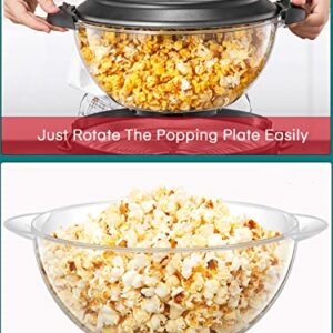 Popcorn Machine, 6 QT Automatic Stirring Popcorn Maker, Electric Hot Oil Popcorn Popper, DIY Flavor，Detachable & Nonstick Plate, Large Lid For Serving Bowl, Free Measuring Cups，Safety ETL Approved (6 QTS)