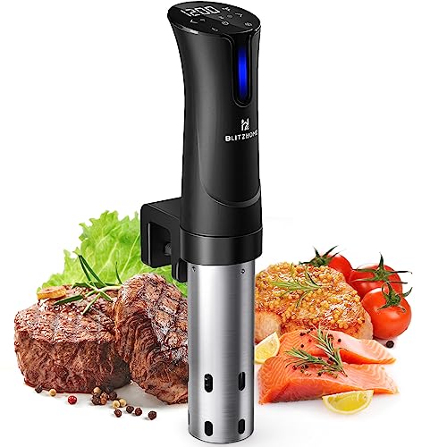 BLITZHOME Sous Vide Machine, 1100W Sous Vide Cooker with Accurate Temperature & Timer, Ultra Quiet Stainless Precision Immersion Circulator Device, Kitchen Gadgets with Recipes