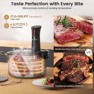 BLITZHOME Sous Vide Machine, 1100W Sous Vide Cooker with Accurate Temperature & Timer, Ultra Quiet Stainless Precision Immersion Circulator Device, Kitchen Gadgets with Recipes