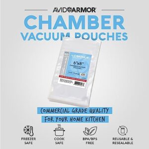 Avid Armor – Chamber Machine Pouches, Pre-Cut Chamber Vacuum Sealer Bags, Heavy Duty Seal Pouch, BPA-Free Chamber Sealer, 6 x 8 inches, Pack of 250 Vacuum Chamber Pouches