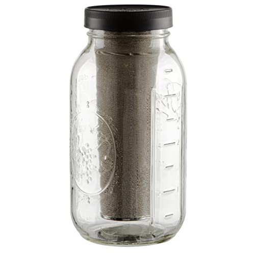 Mason Jars 64 oz Cold Brew Mason Jar with Stainless Steel Filter and Wide Mouth Storage Lid, DIY Home and Work Brewing Equipment for Single Cup or Concentrated Infusion