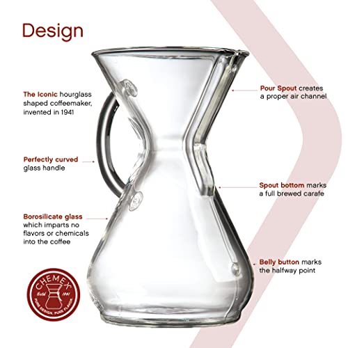 Chemex Pour-Over Glass Coffeemaker - Glass Handle Series - 8-Cup - Exclusive Packaging