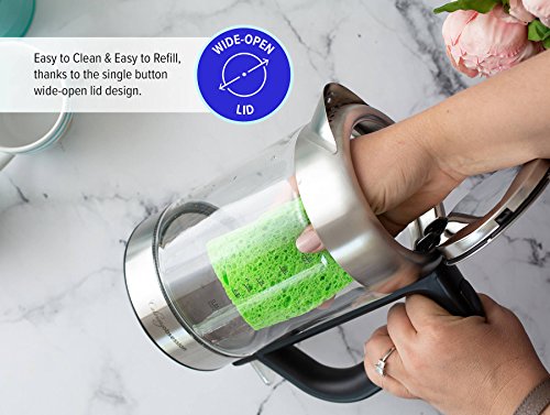 Glass Electric Kettle | BPA Free with Borosilicate Glass & Stainless Steel - 1.8 Liter Rapid Boil Cordless Teapot with Automatic Shut Off - the Best Hot Water Heater for Tea, Coffee, Soup, and More!