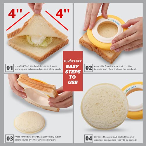 FUNUTTERS Sandwich Cutter and Sealer, 3.75'', Uncrustables Maker, Sandwich Decruster and Sealer for PB&J Crustless Sandwiches