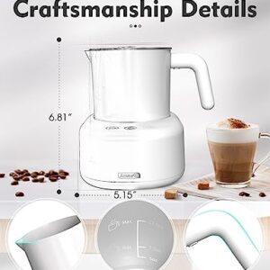 Milk Frother, Milk Frother and Steamer, Detachable Electric Milk Frother with Touch Control, 13.5oz/400ml, Automatic Milk Frother for Coffee, Latte, Cappuccinos, 3 in 1 Hot/Cold Foam Maker, White