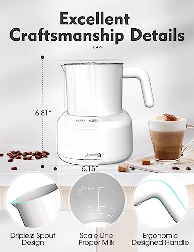 Milk Frother, Milk Frother and Steamer, Detachable Electric Milk Frother with Touch Control, 13.5oz/400ml, Automatic Milk Frother for Coffee, Latte, Cappuccinos, 3 in 1 Hot/Cold Foam Maker, White