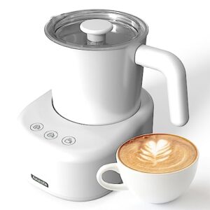 milk frother, milk frother and steamer, detachable electric milk frother with touch control, 13.5oz/400ml, automatic milk frother for coffee, latte, cappuccinos, 3 in 1 hot/cold foam maker, white