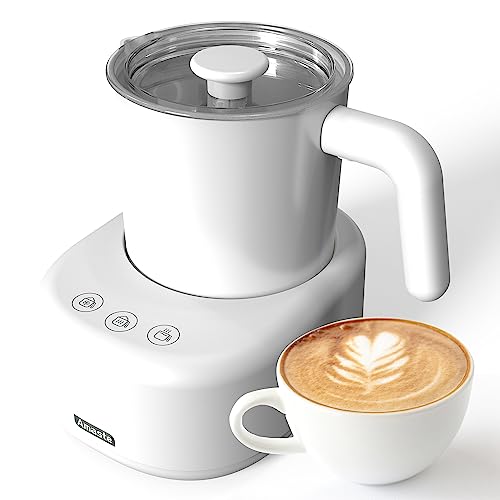 Milk Frother, Milk Frother and Steamer, Detachable Electric Milk Frother with Touch Control, 13.5oz/400ml, Automatic Milk Frother for Coffee, Latte, Cappuccinos, 3 in 1 Hot/Cold Foam Maker, White