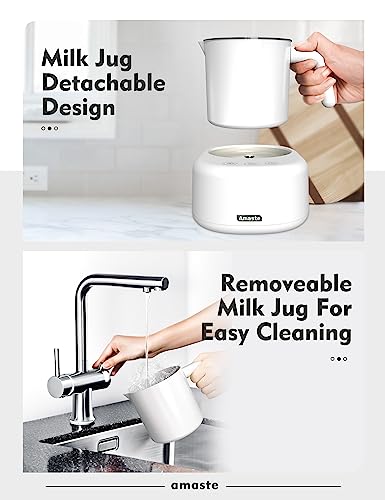 Milk Frother, Milk Frother and Steamer, Detachable Electric Milk Frother with Touch Control, 13.5oz/400ml, Automatic Milk Frother for Coffee, Latte, Cappuccinos, 3 in 1 Hot/Cold Foam Maker, White