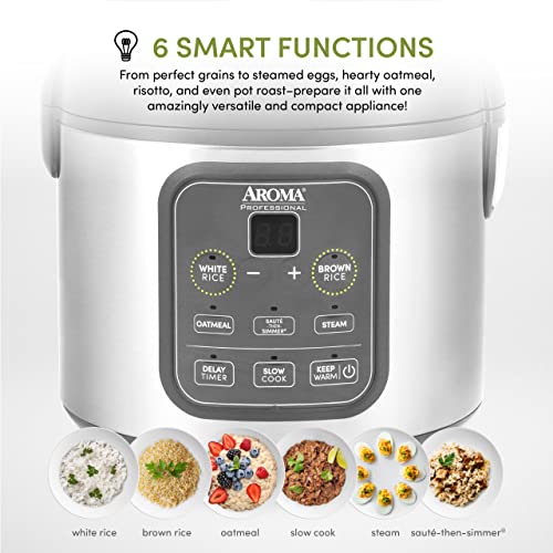 Aroma Housewares Professional 8-Cup (Cooked) / 2Qt. Digital Rice & Grain Multicooker (ARC-994SG), Gray