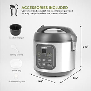 Aroma Housewares Professional 8-Cup (Cooked) / 2Qt. Digital Rice & Grain Multicooker (ARC-994SG), Gray