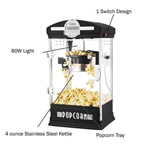 Great Northern Popcorn Big Bambino Popcorn Machine - Old Fashioned Popcorn Maker with 4 Oz Kettle, Measuring Cups, Scoop and Serving Cups (Black), 10.8" x 9.7" x 19.5"