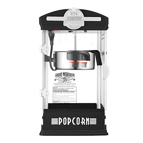 Great Northern Popcorn Big Bambino Popcorn Machine - Old Fashioned Popcorn Maker with 4 Oz Kettle, Measuring Cups, Scoop and Serving Cups (Black), 10.8" x 9.7" x 19.5"