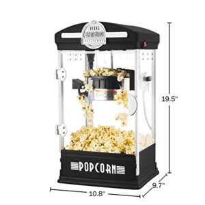 Great Northern Popcorn Big Bambino Popcorn Machine - Old Fashioned Popcorn Maker with 4 Oz Kettle, Measuring Cups, Scoop and Serving Cups (Black), 10.8" x 9.7" x 19.5"