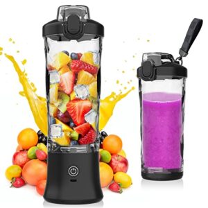 Portable Blender, Personal Size Blender for Shakes and Smoothies, 20oz USB Rechargeable Small Bottle Blender with 6 Blades for Kitchen/Home/Travel