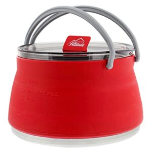 higher altitude collapsible travel kettle pot with lid - 1l red portable water boiler tea maker for camping gas stove
