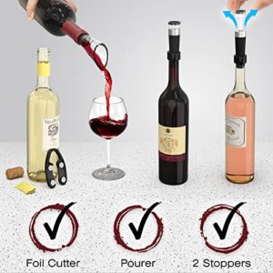 Electric Wine Opener Set Uncle Viner with Charger & Batteries - Gift Idea for Wine Lover - Battery Operated Corkscrew - Automatic Cordless Wine Bottle Opener Rechargeable - Mother's Day Christmas Kit